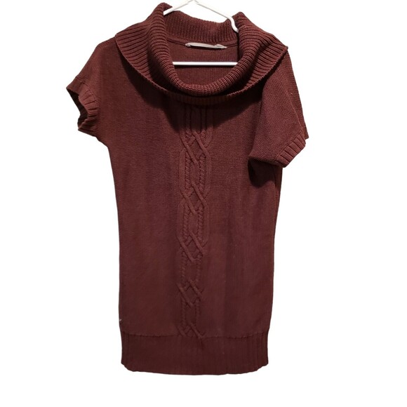 Athleta MEDIUM Knit Sweater Dress Cowel Neck Short Sleeves Cashmere Blend - Picture 3 of 9